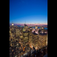 New York, Manhattan, visto dai suoi grattacieli al tramonto, Stati Uniti d'America