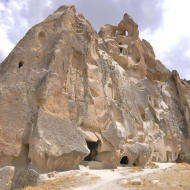 Old typical houses in the Kappadokia region in Turkey. They are created from ten millions of year old in the Pliocene with the last changes in the Holocene. They are create by tuff, sandstones and different rocks.