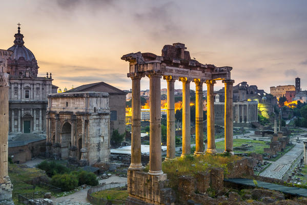 Rome, Lazio, Italy. Imperial fora at sunrise.