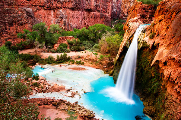 The Havasu Falls in the Havasupai Indian Reservation - Grand Canyon