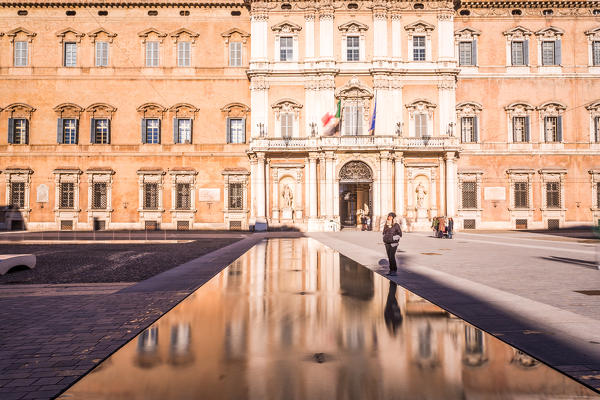 Modena, Emilia Romagna, Italy. Piazza Roma and Military Academy building