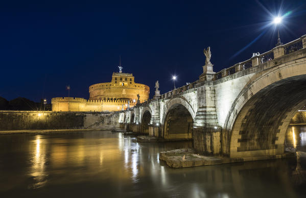 Rome, Lazio, Italy. Castle St. Angelo at night