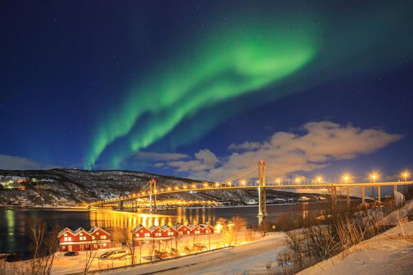 Norway, Lofoten island, tjeldsundbrua, Northern light