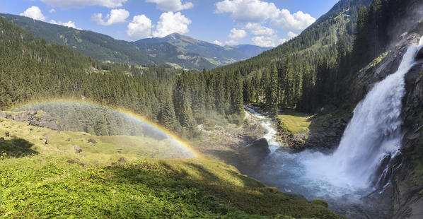 europe, Austria, Salzburg Land, Krimml, Hohe Tauern National Park, rainbow over the Krimml Waterfalls