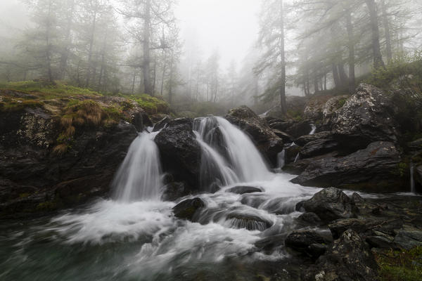 Pellice Valley, Piedmont,Turin,Italy. Waterfalls in the piedmont valleys